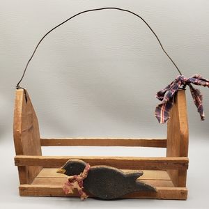 Pallet Wood & Wire Spice Rack, Plant Holder Caddy Egg Basket Primitive Rustic.